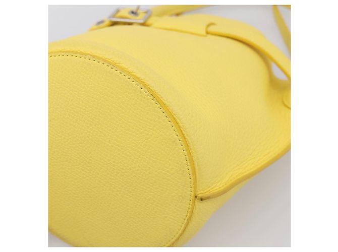 Céline CELINE Big Bag Bucket Nano Borsa a Mano Pelle 2way Giallo Argento Auth 199091M - vista 9