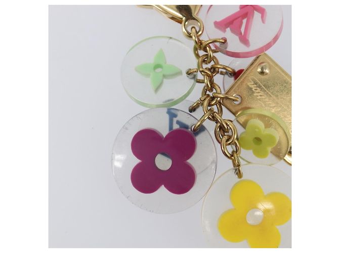 LOUIS VUITTON Porte Cles Fleur Charm Metal Gold Clear M60046 LV Auth 199068 D'oro - vista 10