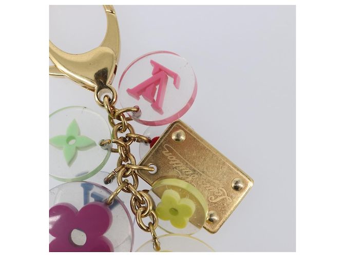 LOUIS VUITTON Porte Cles Fleur Charm Metal Gold Clear M60046 LV Auth 199068 D'oro - vista 11