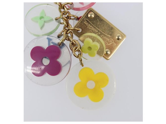 LOUIS VUITTON Porte Cles Fleur Charm Metal Gold Clear M60046 LV Auth 199068 D'oro - vista 12
