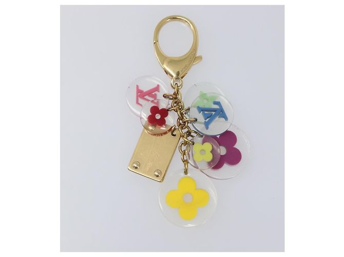 LOUIS VUITTON Porte Cles Fleur Charm Metal Gold Clear M60046 LV Auth 199068 D'oro - vista 2