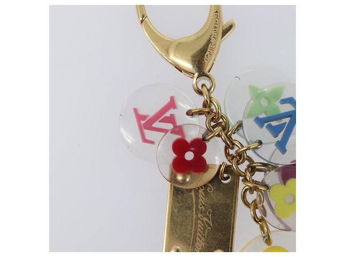 LOUIS VUITTON Porte Cles Fleur Charm Metal Gold Clear M60046 LV Auth 199068 D'oro - vista 4
