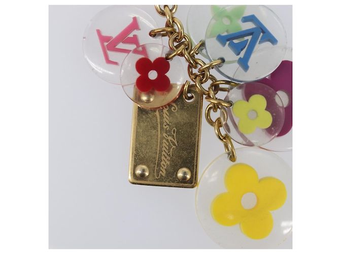 LOUIS VUITTON Porte Cles Fleur Charm Metal Gold Clear M60046 LV Auth 199068 D'oro - vista 5
