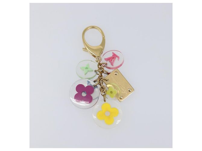 LOUIS VUITTON Porte Cles Fleur Charm Metal Gold Clear M60046 LV Auth 199068 D'oro - vista 8
