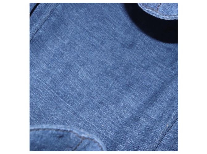Sac à main PRADA Canapa GM Denim Blue Gold Auth 197708 Bleu Doré - vue 11
