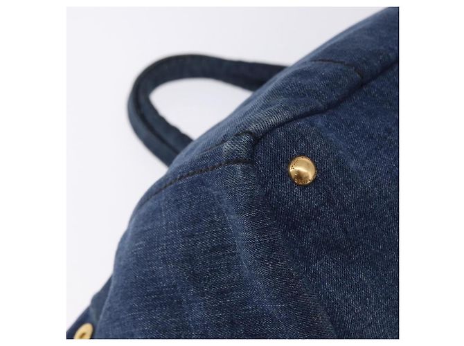 Sac à main PRADA Canapa GM Denim Blue Gold Auth 197708 Bleu Doré - vue 15