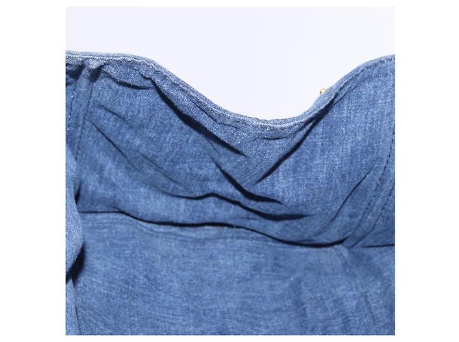 Sac à main PRADA Canapa GM Denim Blue Gold Auth 197708 Bleu Doré - vue 18