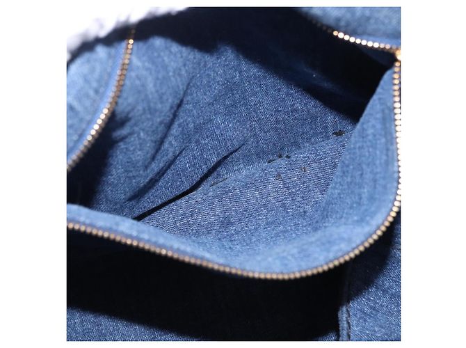 Sac à main PRADA Canapa GM Denim Blue Gold Auth 197708 Bleu Doré - vue 21