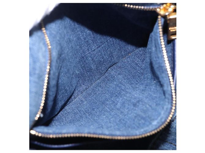 Sac à main PRADA Canapa GM Denim Blue Gold Auth 197708 Bleu Doré - vue 23