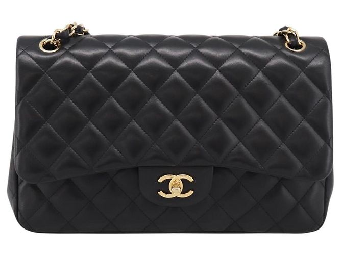 Borsa CHANEL Matelasse 30 Chain Double Flap Bag Lamb Skin Gold Black Auth yk20815SAM Nero D'oro - vista 2
