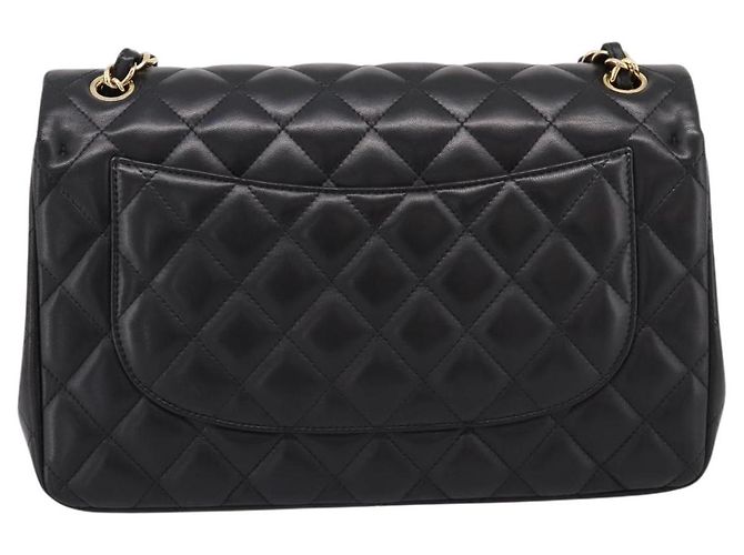 Borsa CHANEL Matelasse 30 Chain Double Flap Bag Lamb Skin Gold Black Auth yk20815SAM Nero D'oro - vista 3