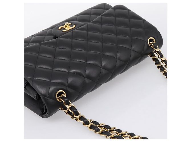 Borsa CHANEL Matelasse 30 Chain Double Flap Bag Lamb Skin Gold Black Auth yk20815SAM Nero D'oro - vista 6