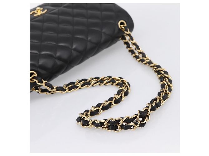 Borsa CHANEL Matelasse 30 Chain Double Flap Bag Lamb Skin Gold Black Auth yk20815SAM Nero D'oro - vista 7