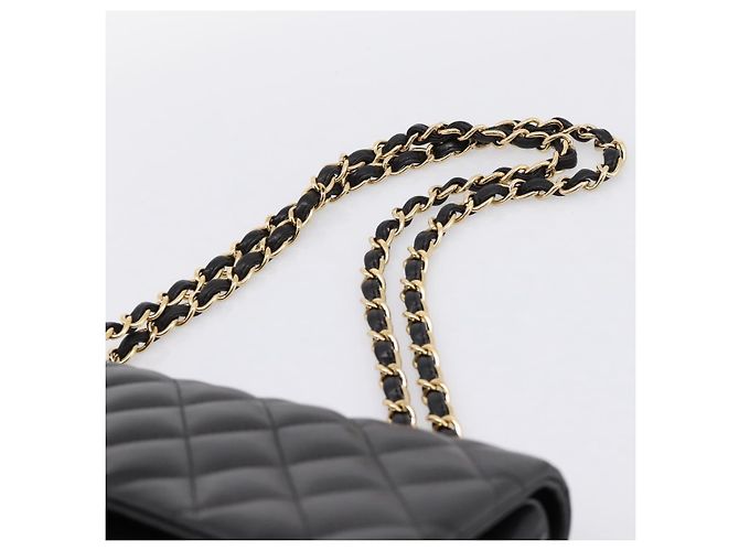 Borsa CHANEL Matelasse 30 Chain Double Flap Bag Lamb Skin Gold Black Auth yk20815SAM Nero D'oro - vista 8