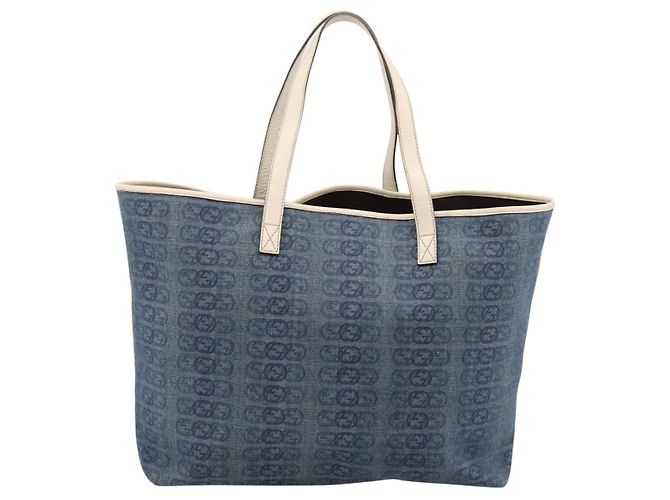 Borsa Tote GUCCI Denim Blue 257245 Auth 197817A - vista 3