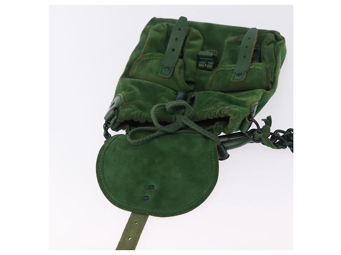 Borsa a mano con catena BALENCIAGA in camoscio verde Auth 196979 - vista 10