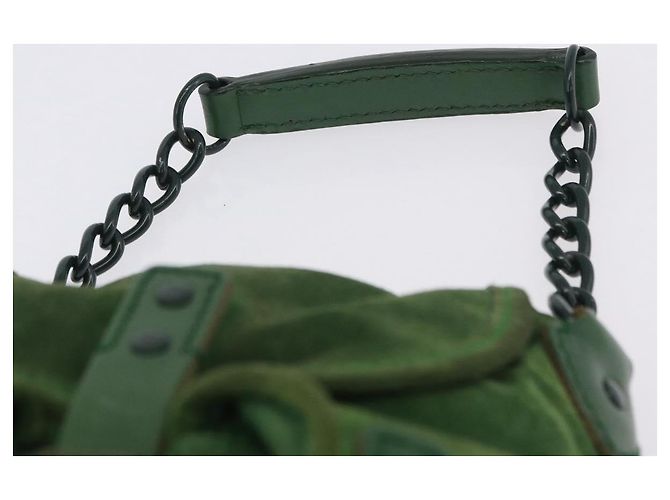 Borsa a mano con catena BALENCIAGA in camoscio verde Auth 196979 - vista 14