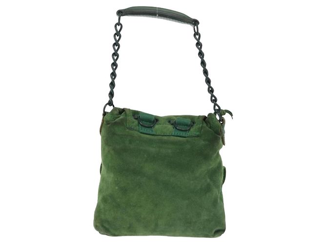 Borsa a mano con catena BALENCIAGA in camoscio verde Auth 196979 - vista 2