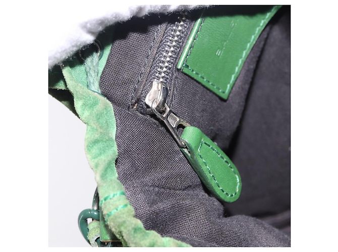 Borsa a mano con catena BALENCIAGA in camoscio verde Auth 196979 - vista 25