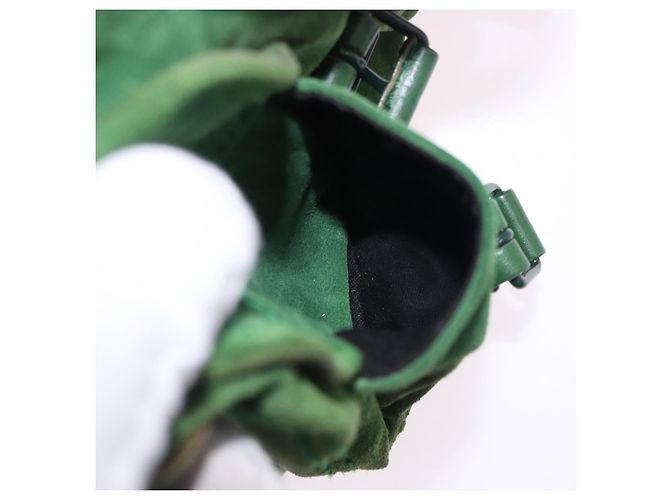 Borsa a mano con catena BALENCIAGA in camoscio verde Auth 196979 - vista 27