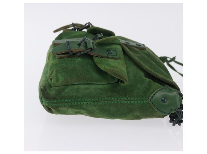 Borsa a mano con catena BALENCIAGA in camoscio verde Auth 196979 - vista 4