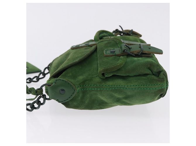 Borsa a mano con catena BALENCIAGA in camoscio verde Auth 196979 - vista 5