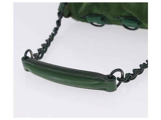 Borsa a mano con catena BALENCIAGA in camoscio verde Auth 196979 - vista 8