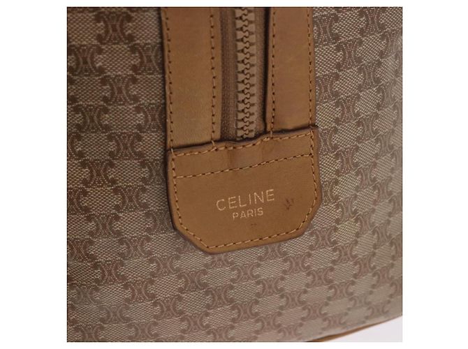Céline Borsa a mano CELINE Macadam Canvas PVC Beige Gold Auth 197717 D'oro - vista 12