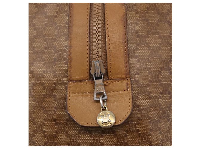 Céline Borsa a mano CELINE Macadam Canvas PVC Beige Gold Auth 197717 D'oro - vista 17