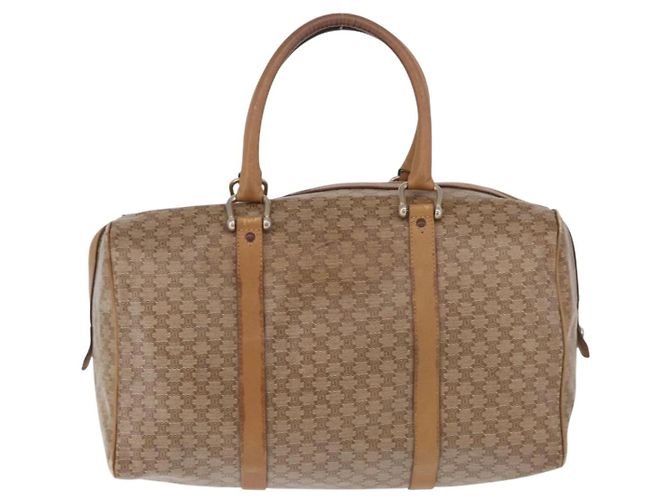 Céline Borsa a mano CELINE Macadam Canvas PVC Beige Gold Auth 197717 D'oro - vista 2