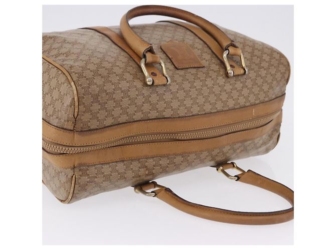 Céline Borsa a mano CELINE Macadam Canvas PVC Beige Gold Auth 197717 D'oro - vista 6