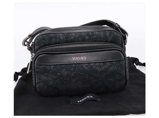 Borsa a tracolla VERSACE in jacquard Canvas Black Silver Auth BA15281V Nero Argento - vista 12