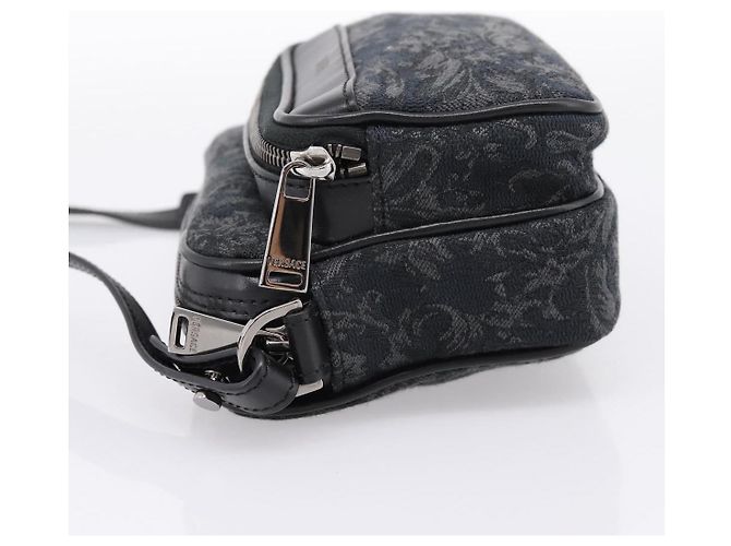 Borsa a tracolla VERSACE in jacquard Canvas Black Silver Auth BA15281V Nero Argento - vista 3