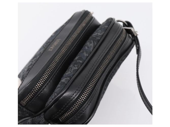 Borsa a tracolla VERSACE in jacquard Canvas Black Silver Auth BA15281V Nero Argento - vista 6