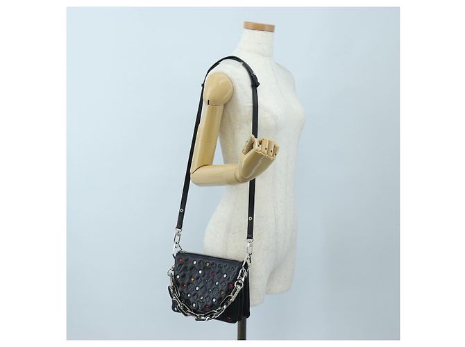 LOUIS VUITTON Borsa a spalla Monogram Emboss Kussan BB Nera M22429 Auth 196585V Nero - vista 28