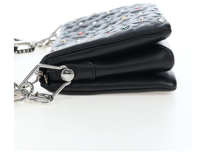 LOUIS VUITTON Borsa a spalla Monogram Emboss Kussan BB Nera M22429 Auth 196585V Nero - vista 3