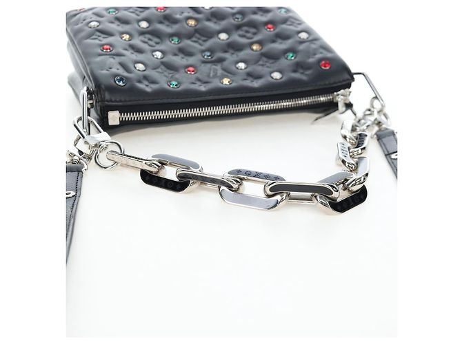 LOUIS VUITTON Borsa a spalla Monogram Emboss Kussan BB Nera M22429 Auth 196585V Nero - vista 7