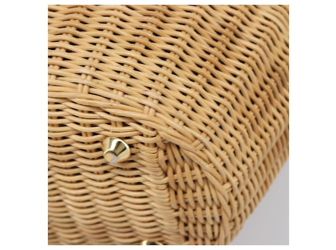 Borsa a mano PRADA in rattan 2way Marrone Oro Auth 199110V D'oro - vista 15
