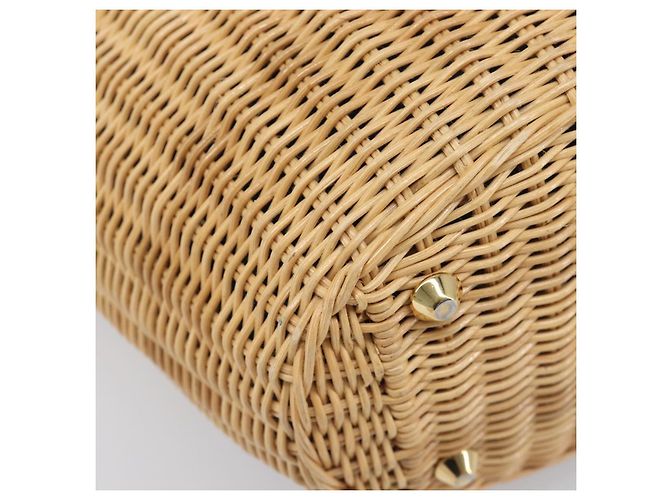 Borsa a mano PRADA in rattan 2way Marrone Oro Auth 199110V D'oro - vista 16