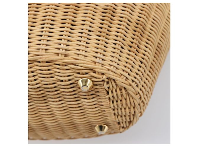 Borsa a mano PRADA in rattan 2way Marrone Oro Auth 199110V D'oro - vista 17