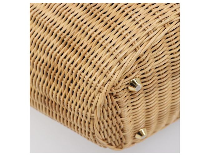 Borsa a mano PRADA in rattan 2way Marrone Oro Auth 199110V D'oro - vista 18