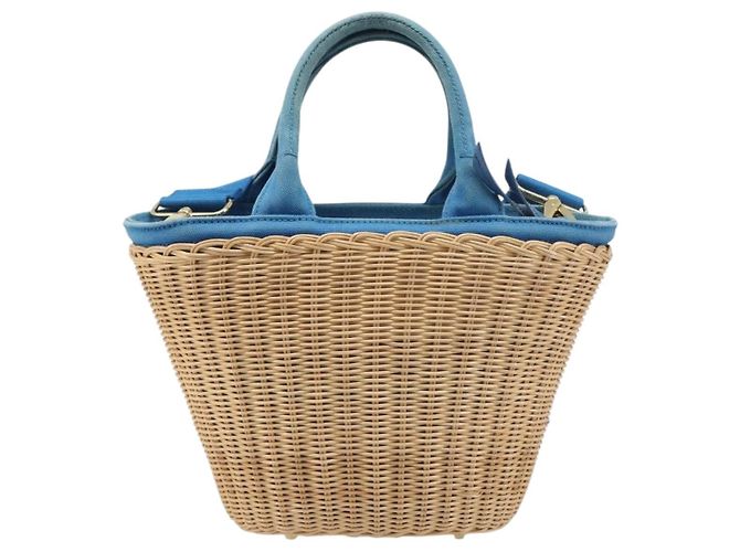 Borsa a mano PRADA in rattan 2way Marrone Oro Auth 199110V D'oro - vista 2