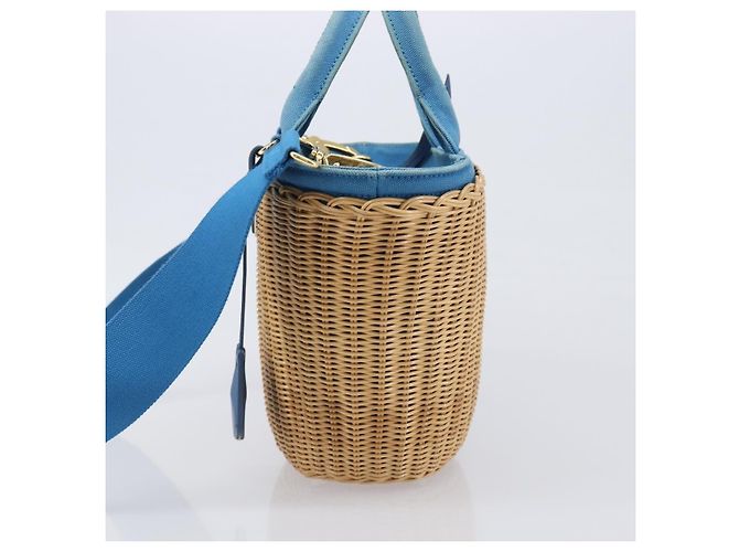 Borsa a mano PRADA in rattan 2way Marrone Oro Auth 199110V D'oro - vista 3