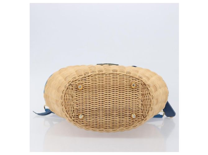 Borsa a mano PRADA in rattan 2way Marrone Oro Auth 199110V D'oro - vista 5
