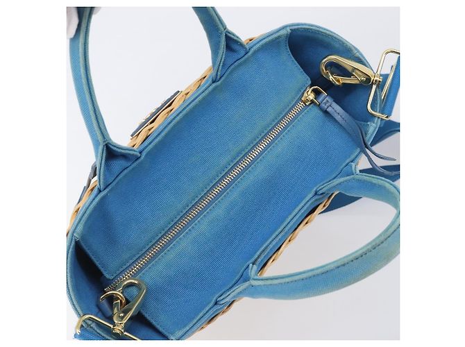 Borsa a mano PRADA in rattan 2way Marrone Oro Auth 199110V D'oro - vista 6