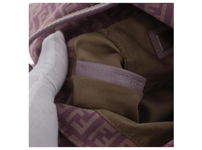 Borsa FENDI Zucchino Canvas Mini Mamma Baguette Bag Purple Silver Auth ki6806M Argento Porpora - vista 12