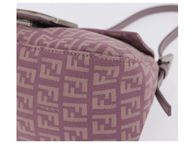Borsa FENDI Zucchino Canvas Mini Mamma Baguette Bag Purple Silver Auth ki6806M Argento Porpora - vista 14