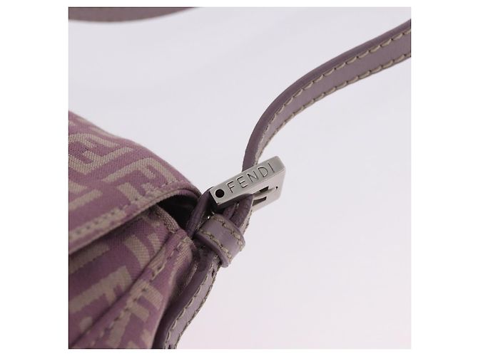Borsa FENDI Zucchino Canvas Mini Mamma Baguette Bag Purple Silver Auth ki6806M Argento Porpora - vista 17