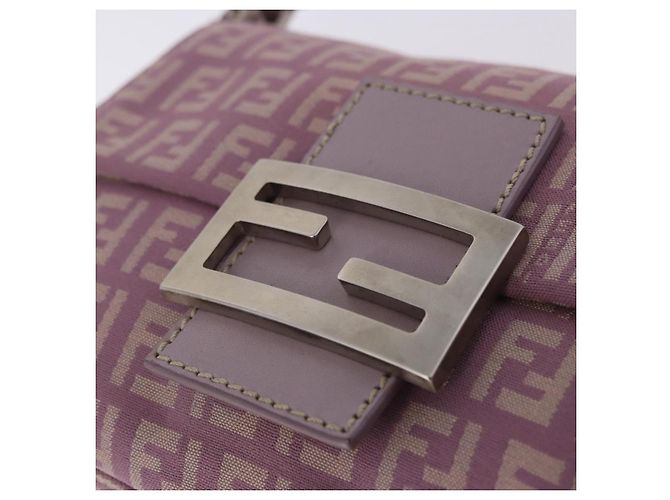 Borsa FENDI Zucchino Canvas Mini Mamma Baguette Bag Purple Silver Auth ki6806M Argento Porpora - vista 18