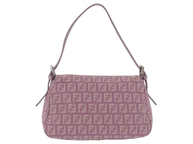 Borsa FENDI Zucchino Canvas Mini Mamma Baguette Bag Purple Silver Auth ki6806M Argento Porpora - vista 2